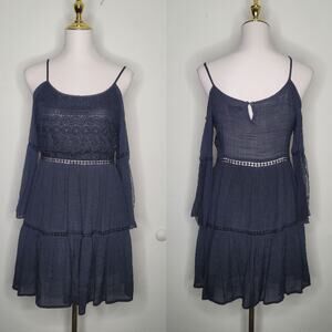 Vivid Collection Of NY Sz S Black Boho Fairy Goth Crochet Embroidered Lace Dress